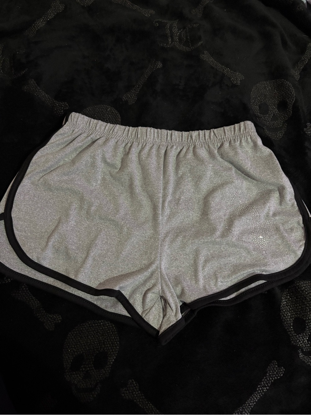 Baby Phat Silver Metallic Athletic Shorts with Black Trim